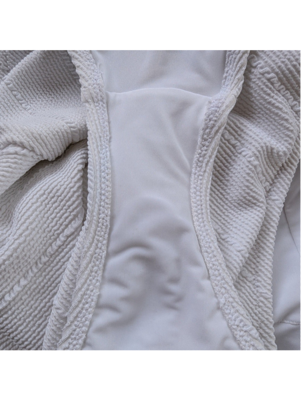 Aerie One Piece Cheeky Textured White Swimsuit Sz M Long - Picture 7 of 7